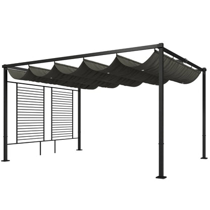Nancy's Primiero Pergola - Terrasoverkapping - Intrekbaar dak - Grijs - Staal - ± 385 x 300 x 220 cm