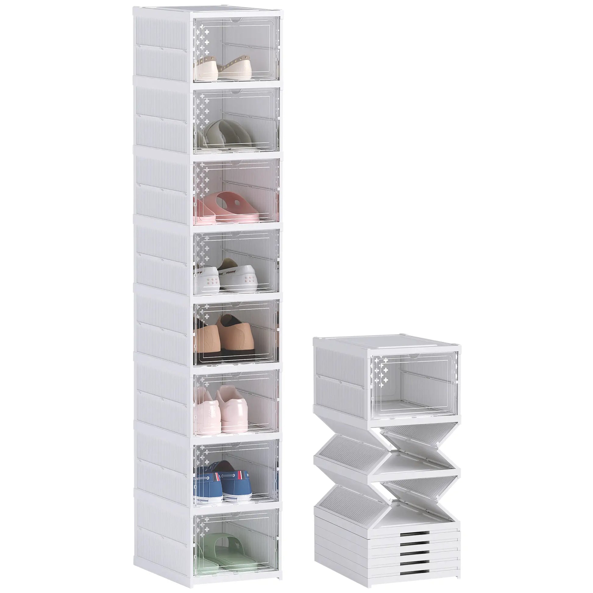 Nancy's Fiumicello Schoenenkast - Opbergkast voor Schoenen - Wit - ± 25 x 35 x 140 cm