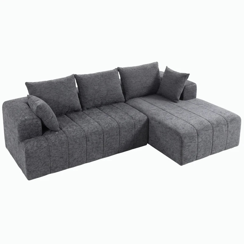 Nancy's Terlan Hoekbank - Slaapbank - Chaise Longue - Grijs - Chenille - ± 255 x 160 x 85 cm