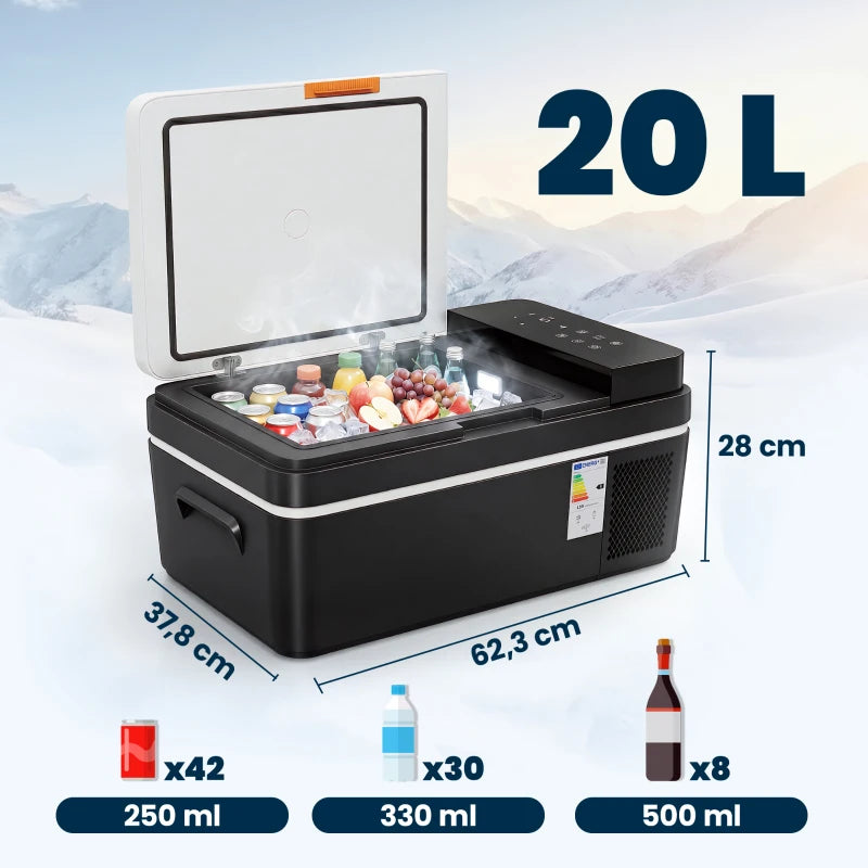 Nancy's Sospirolo Koelbox - Compressorkoeling - Elektrische Koelbox - Koeler - LED-Verlichting - Bluetooth App - Zwart - 20 Liter