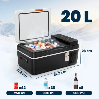 Nancy's Sospirolo Koelbox - Compressorkoeling - Elektrische Koelbox - Koeler - LED-Verlichting - Bluetooth App - Zwart - 20 Liter