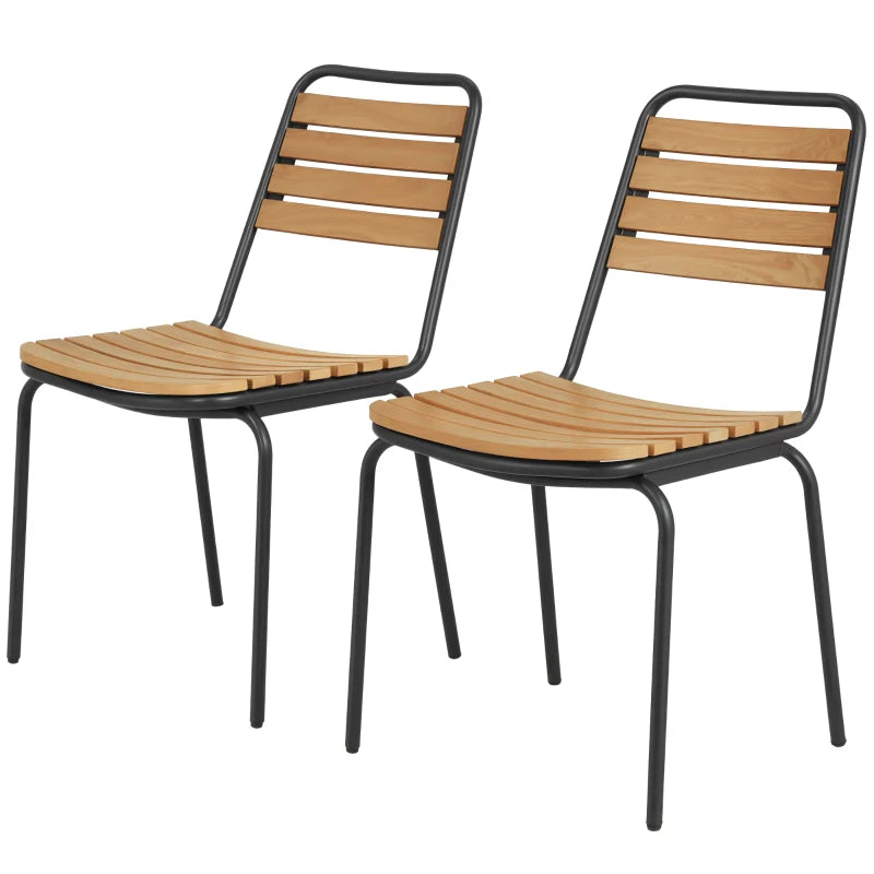 Nancy's Siusi Tuinstoelen - Set van 2 - Balkonstoelen - Terrasstoelen - Natuurlijk hout / zwart