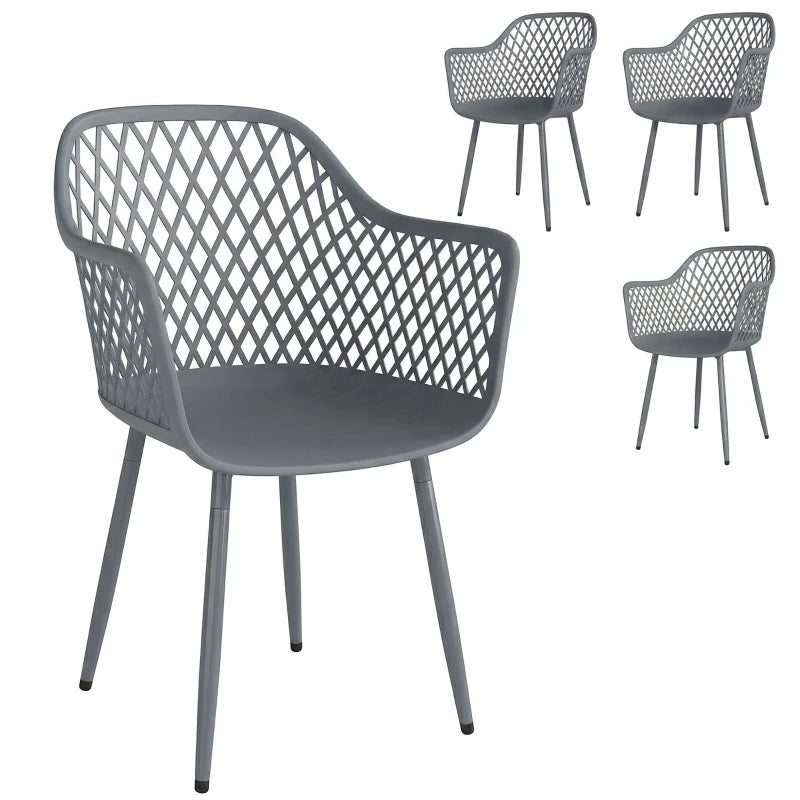 Nancy's Selargius Tuinstoelen - Terrasstoelen - Set van 4 - UV-Bestendig - Donkergrijs - Kunststof