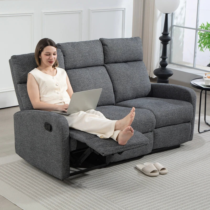 Nancy's Marebbe 3-Zitsbank - Zitbank - Relaxsofa - Verstelbaar - Grijs - Chenille - ± 160 x 90 x 100 cm