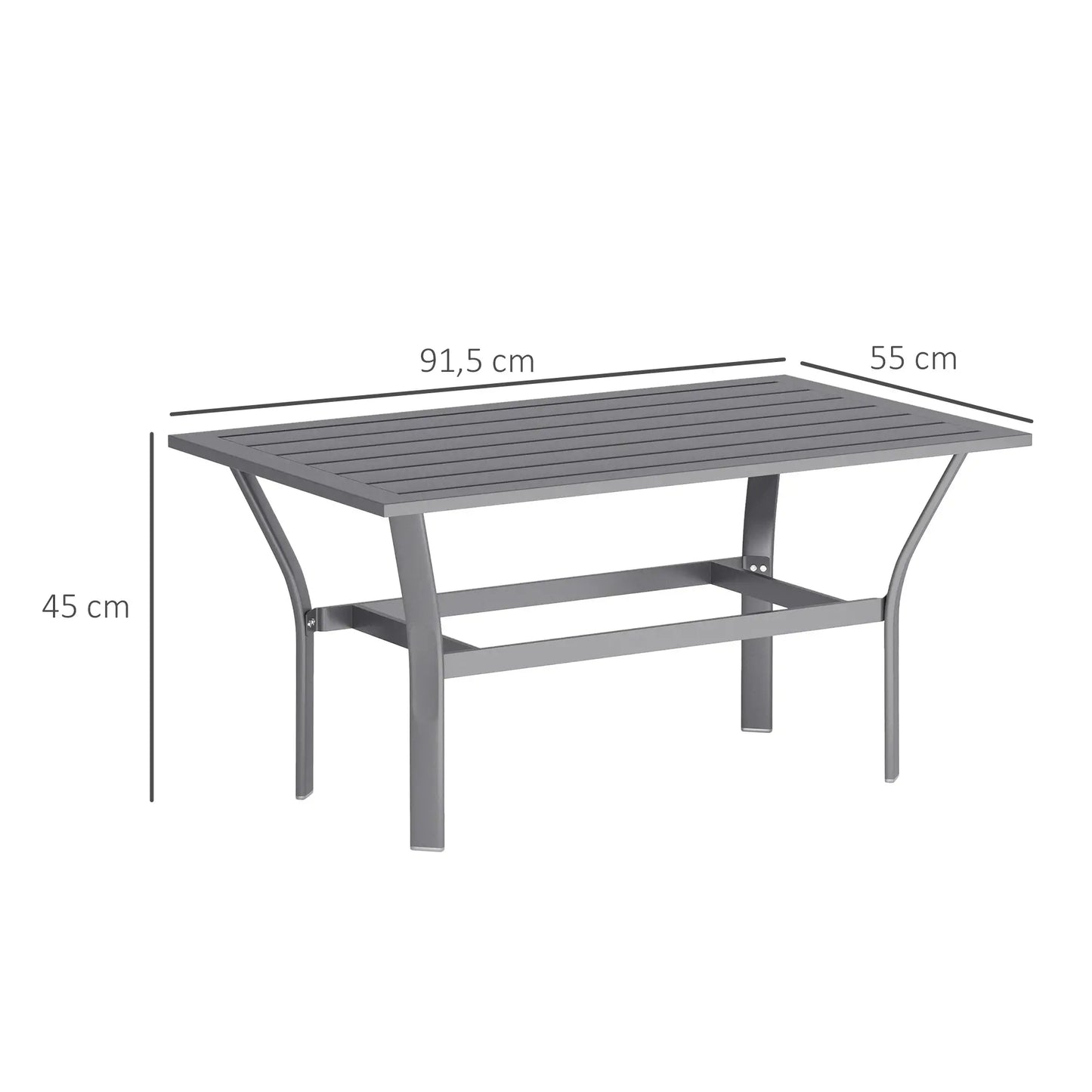 Nancy's Cormons Tuintafel - Terrastafel - Tafel voor Buiten - Grijs - Staal - ± 90 x 55 x 45 cm