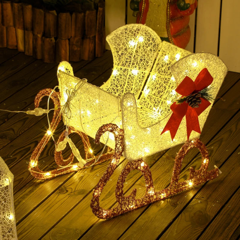Nancy's Sanfins Rendier en Slee - Kerstdecoratie met LED-Verlichting - Arrenslee met Licht - Verlicht Rendier