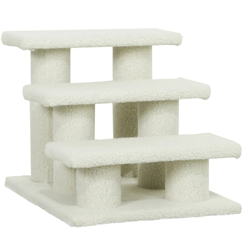 Nancy's Torno Kattentrap - Met 3 treden - Beige - Pluche - 45 x 35 x 34 cm