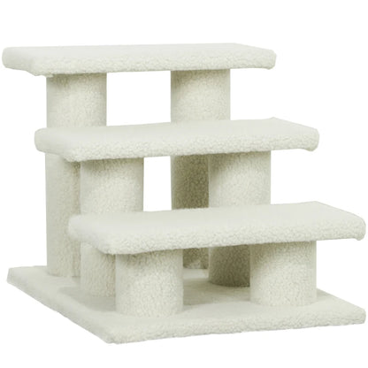 Nancy's Torno Kattentrap - Met 3 treden - Beige - Pluche - 45 x 35 x 34 cm