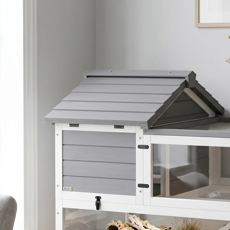 Nancy's Torgnon Schildpaddenhuis - Schildpaddenhok - Schildpadverblijf - Wit / Grijs - ± 115 x 70 x 70 cm