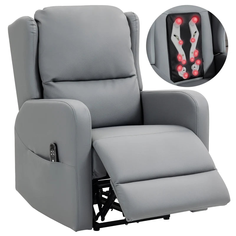 Nancy's Nosellari Massagestoel - Relaxfauteuil - 3D Kneedmassage - Elektrisch verstelbaar - Grijs - Leer