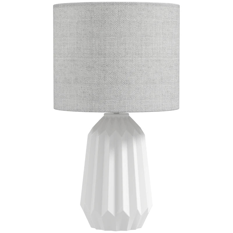 Nancy's Paliano Tafellamp - Nachtlamp - E27 Fitting - Keramiek / Linnen - Wit