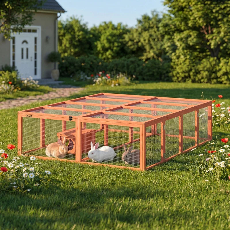 Nancy's Rossiglione Konijnenhok - Konijnenren - Dierenverblijf - Dierenhok - Dennenhout - ± 180 x 150 x 50 cm