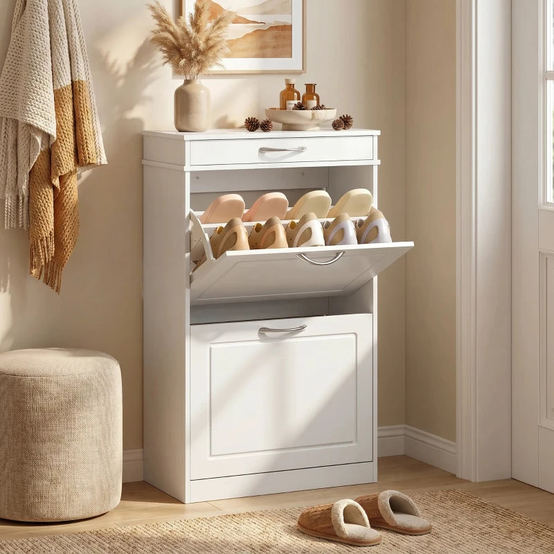 Nancy's Telese Schoenenkast - Opbergkast voor schoenen - Verstelbare indeling - Wit - MDF - ± 55 x 25 x 90 cm