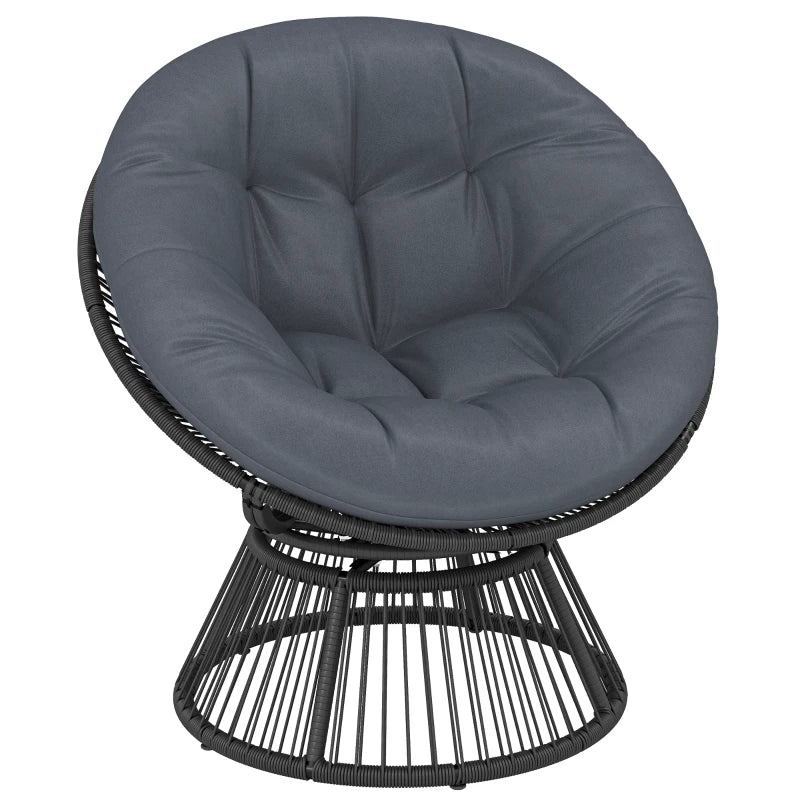 Nancy's Sampeyre Loungestoel - Draaistoel - Buitenstoel - Tuinstoel - Grijs - Rotan - ± 95 x 80 x 85 cm