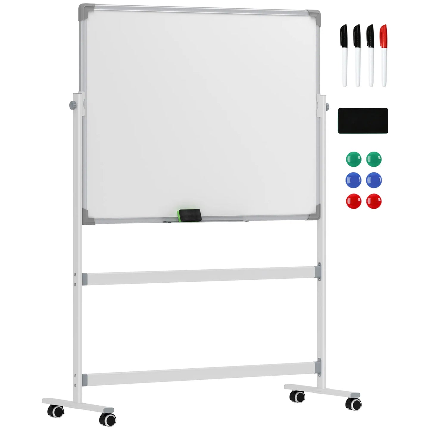 Nancy's Infias Whiteboard - Magneetbord - Draaibaar en Verrijdbaar - Inclusief accessoires - ± 130 x 50 x 165 cm