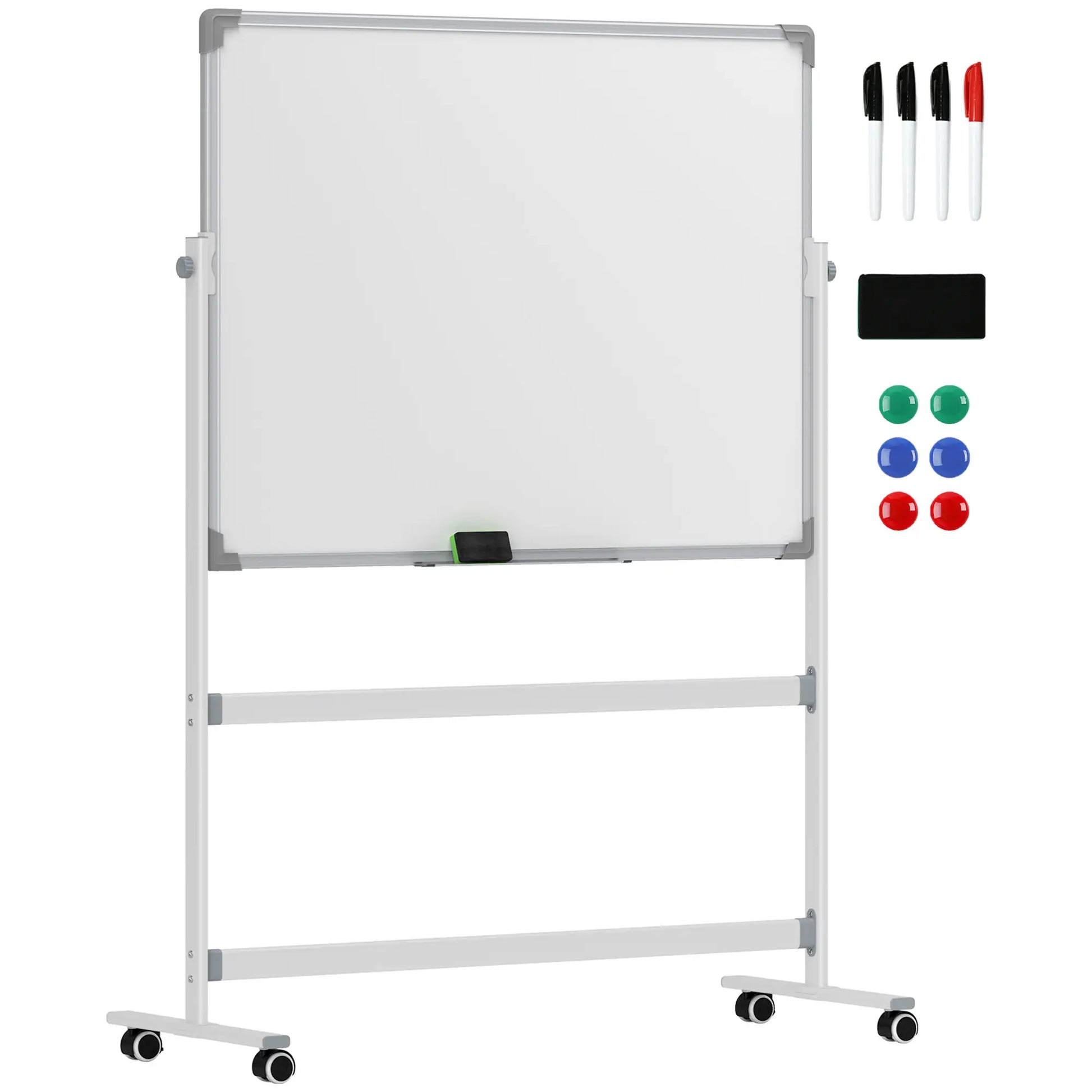 Nancy's Infias Whiteboard - Magneetbord - Draaibaar en Verrijdbaar - Inclusief accessoires - ± 130 x 50 x 165 cm