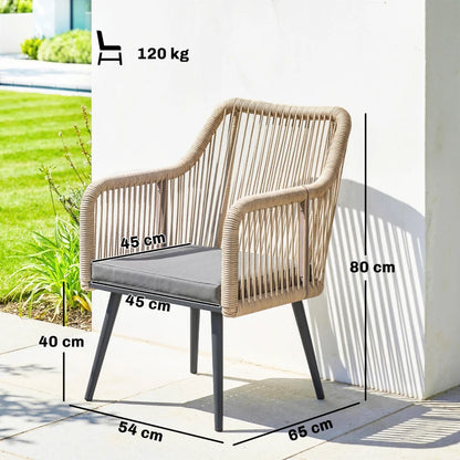 Nancy's Recco Tuinstoelen - Balkonstoelen - Loungestoelen - Set van 2 - Grijs / Bruin