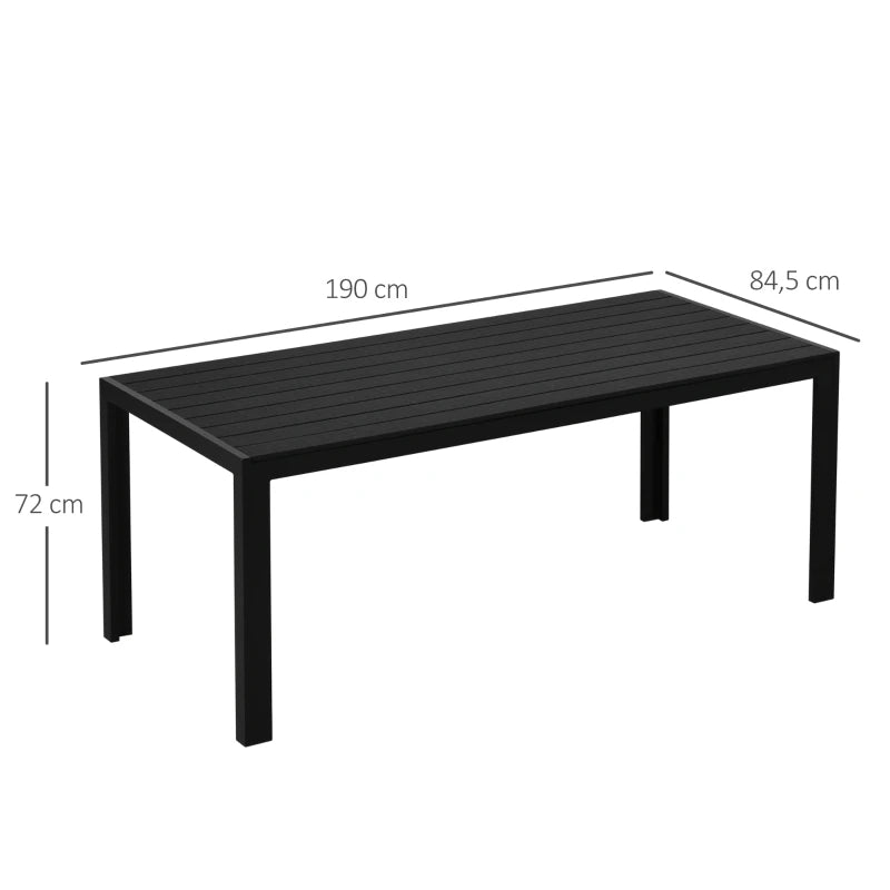 Nancy's Pelma Tuintafel - Tuinmeubel - Terrastafel - Eettafel voor buiten - Zwart - ± 190 x 85 x 70 cm