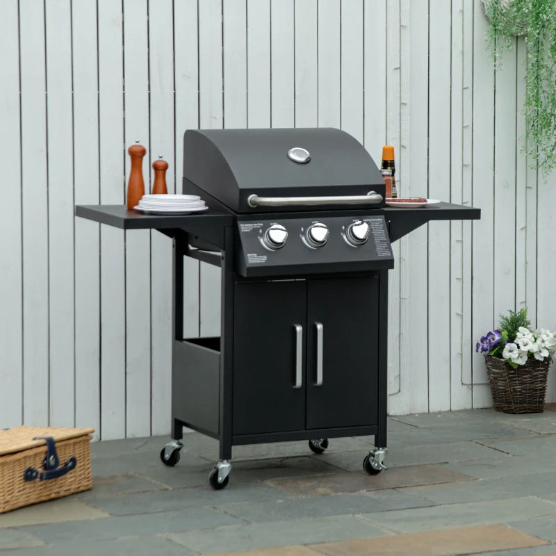 Nancy's Mariz Barbecue - BBQ - Grill - Gas BBQ - 3 Branders - Zwart - Staal