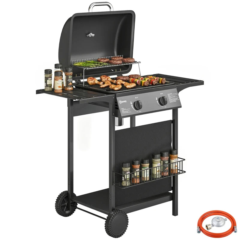 Nancy's Sedrina Gasbarbecue - BBQ - Barbecue op wielen - Thermometer - Tweezone-temperatuurregeling - Zwart