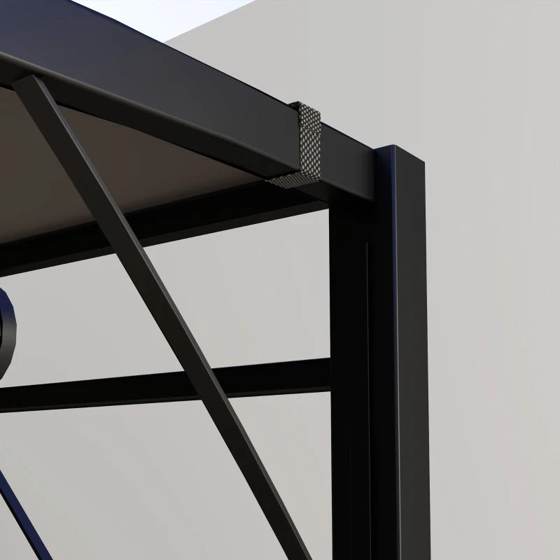 Nancy's Susa Terrasoverkapping - Luifel - Pergola Overkapping - UV-Bestendig - Uitklapbaar dak - Zwart / Grijs - 300 x 250 x 200–250 cm
