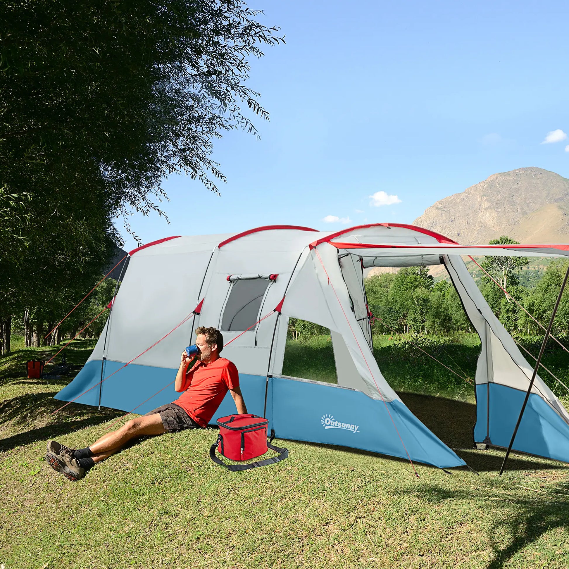 Nancy's Concesio Kampeertent - Camping Tent - Voor 6-8 personen - Blauw - 510 x 240 x 180 cm