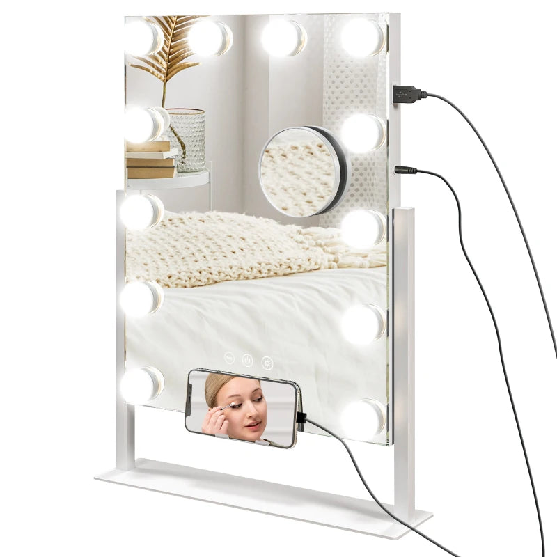 Nancy's Carragozela Make-up Spiegel - Beautyspiegel - Met LED Verlichting - 10x Vergroting - Draaibaar - ± 35 x 45 cm