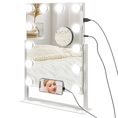 Nancy's Carragozela Make-up Spiegel - Beautyspiegel - Met LED Verlichting - 10x Vergroting - Draaibaar - ± 35 x 45 cm