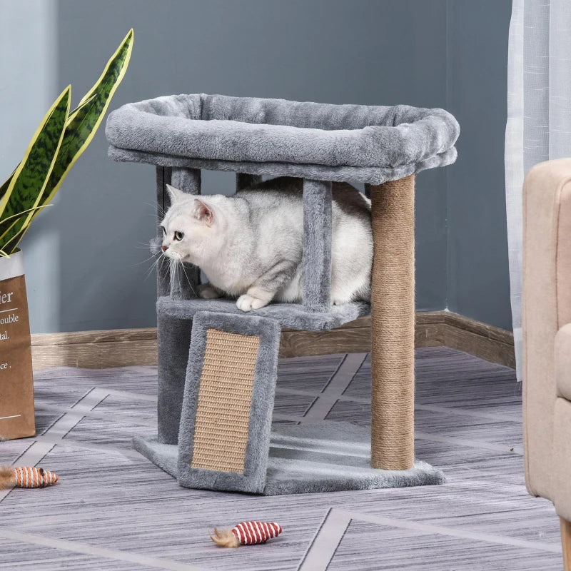 Nancy's Riberia Krabpaal - Kattenboom - Kattenbed - Grijs - Pluche - ± 40 x 40 x 60 cm