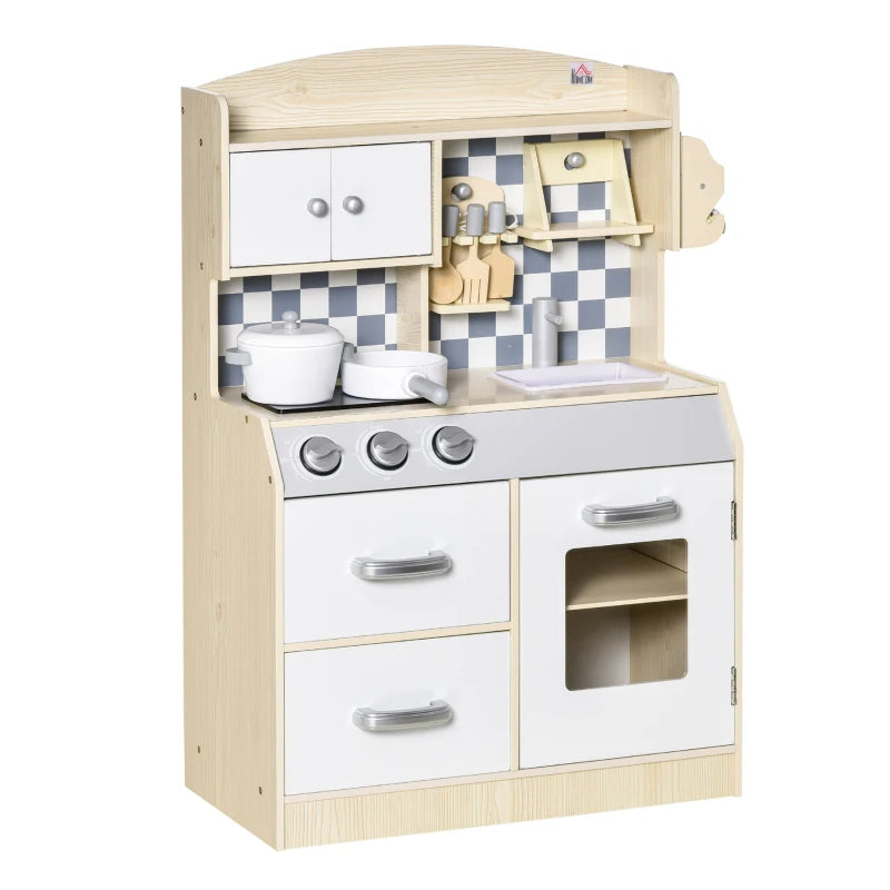 Nancy's Viana Kinderkeuken - Speelkeuken - Inclusief Accessoires - Natuurlijk Hout / Wit