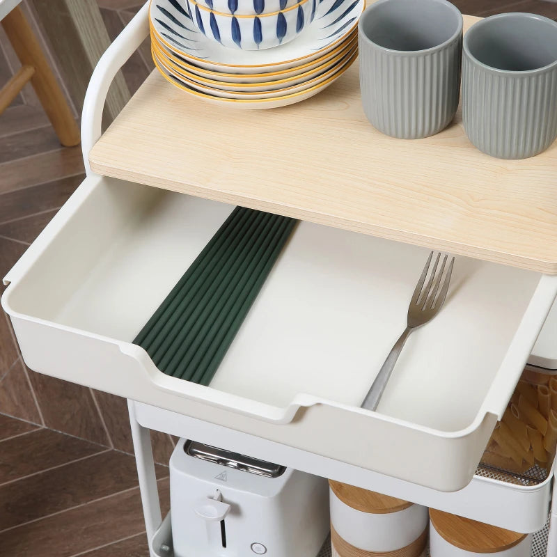Nancy's Monterenzio Trolley - Serveerwagen - Keukentrolley - Wit - ± 45 x 30 x 75 cm