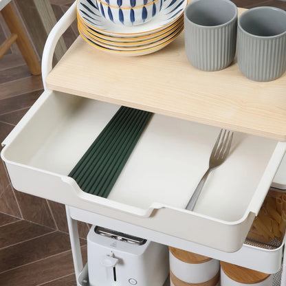 Nancy's Monterenzio Trolley - Serveerwagen - Keukentrolley - Wit - ± 45 x 30 x 75 cm