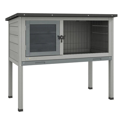 Nancy's Coggiola Verhoogd Konijnenhok - Dierenhok - Dierenverblijf - Grijs - Dennenhout - ± 85 x 45 x 70 cm