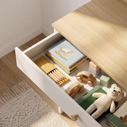 Nancy's Torchiara Kindertafel - Kinderbureau - Opbergruimte - Wit / Houtlook - 80 x 50 x 100 cm