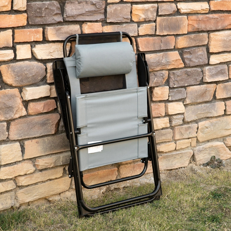 Nancy's Sunnyside Tuinstoelen - Opvouwbare tuinstoel - Ligstoel - Grijs- Set van 2