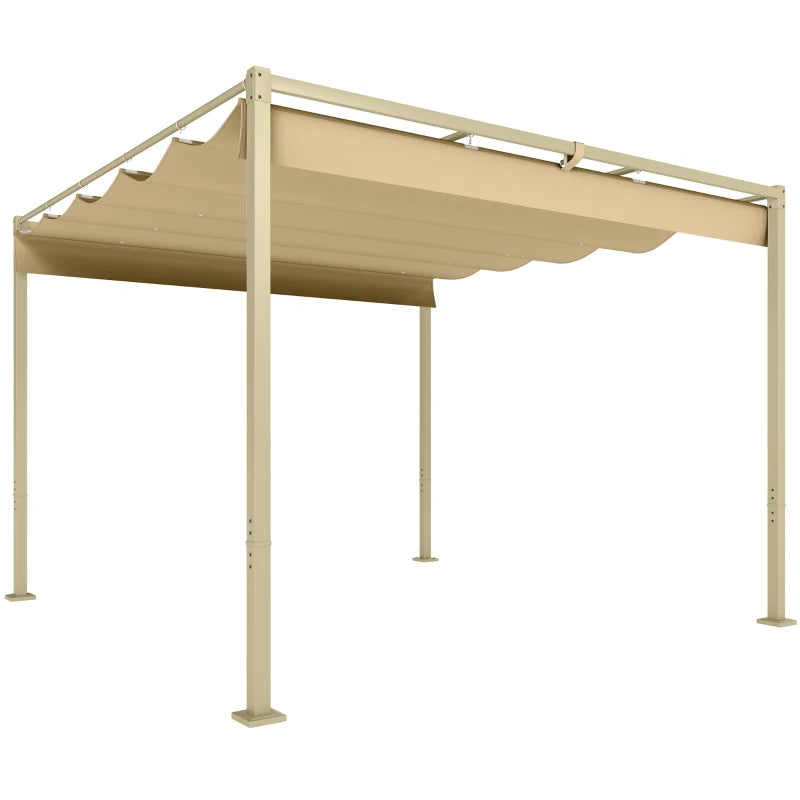 Nancy's Subbiano Pergola - Tuinpaviljoen - Intrekbaar dak - UPF30+-bescherming - Kaki - ± 300 x 300 x 220 cm