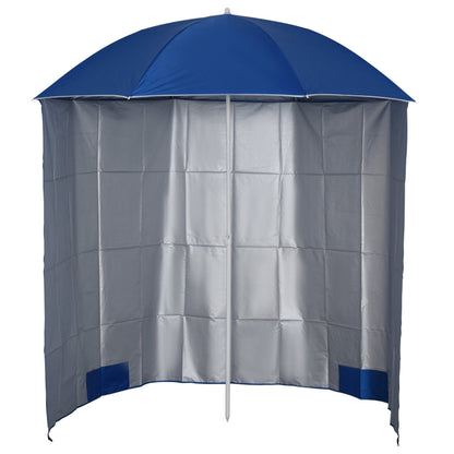 Nancy's Addison Parasol - Parasol de plage - Paroi latérale - Bleu - 2 pièces - Polyester - Hydrofuge - Paroi latérale amovible - Ø 220 cm