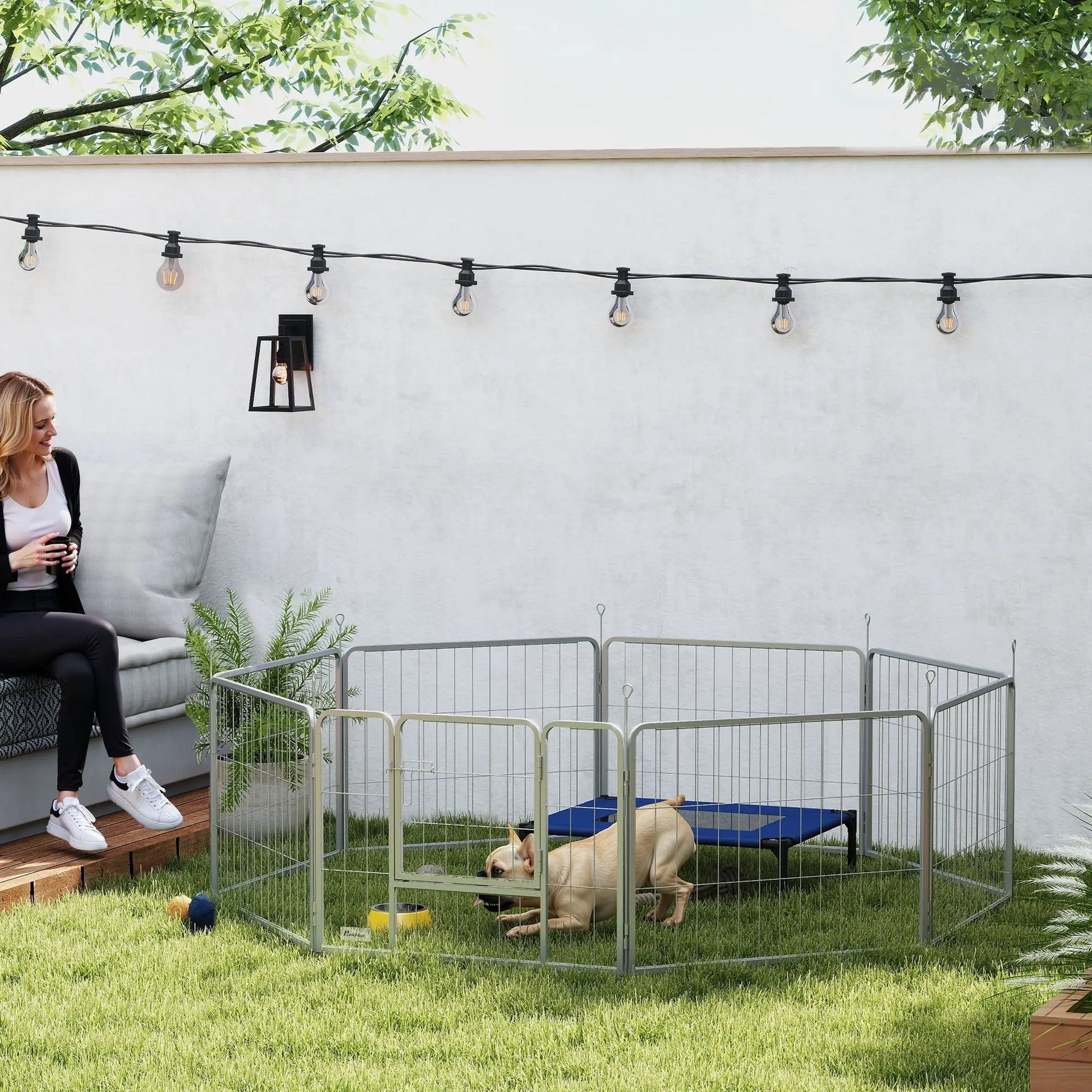Nancy's Colbordolo Hondenbox - Puppybox - Puppyren - Hondenren - Zilver - Staal