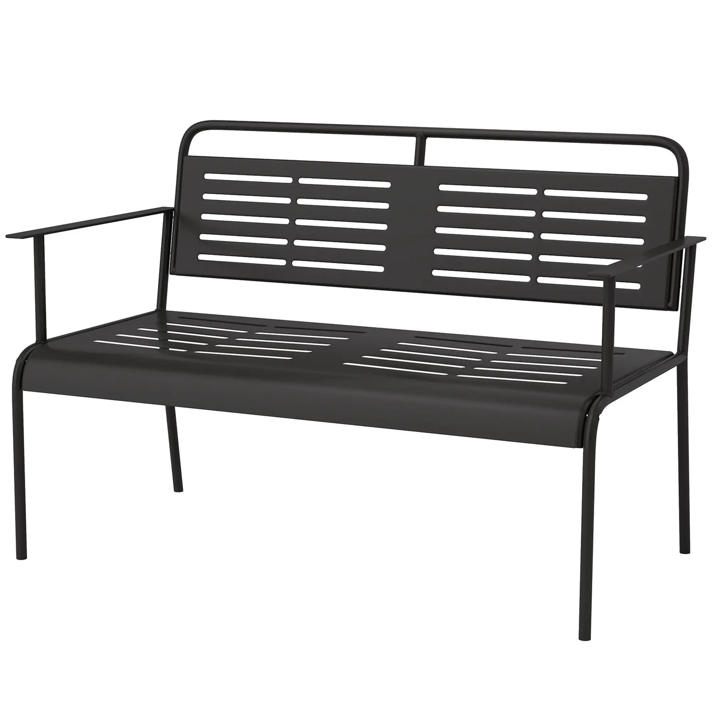 Nancy's Follo Tuinbank - Parkbank - Balkonbank - Zwart - Staal - ± 120 x 65 x 85 cm