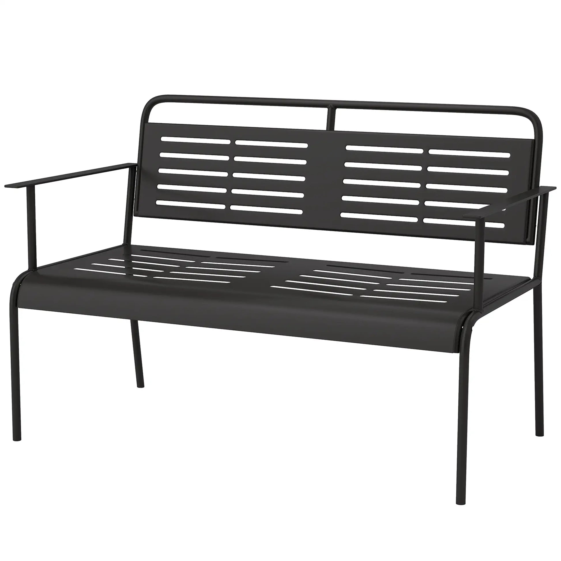 Nancy's Follo Tuinbank - Parkbank - Balkonbank - Zwart - Staal - ± 120 x 65 x 85 cm