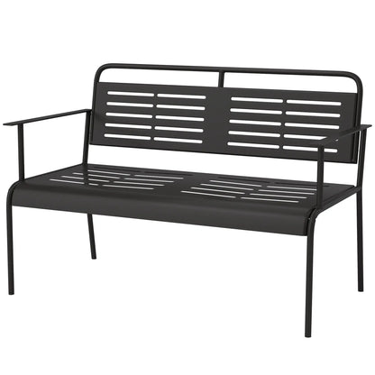 Nancy's Follo Tuinbank - Parkbank - Balkonbank - Zwart - Staal - ± 120 x 65 x 85 cm