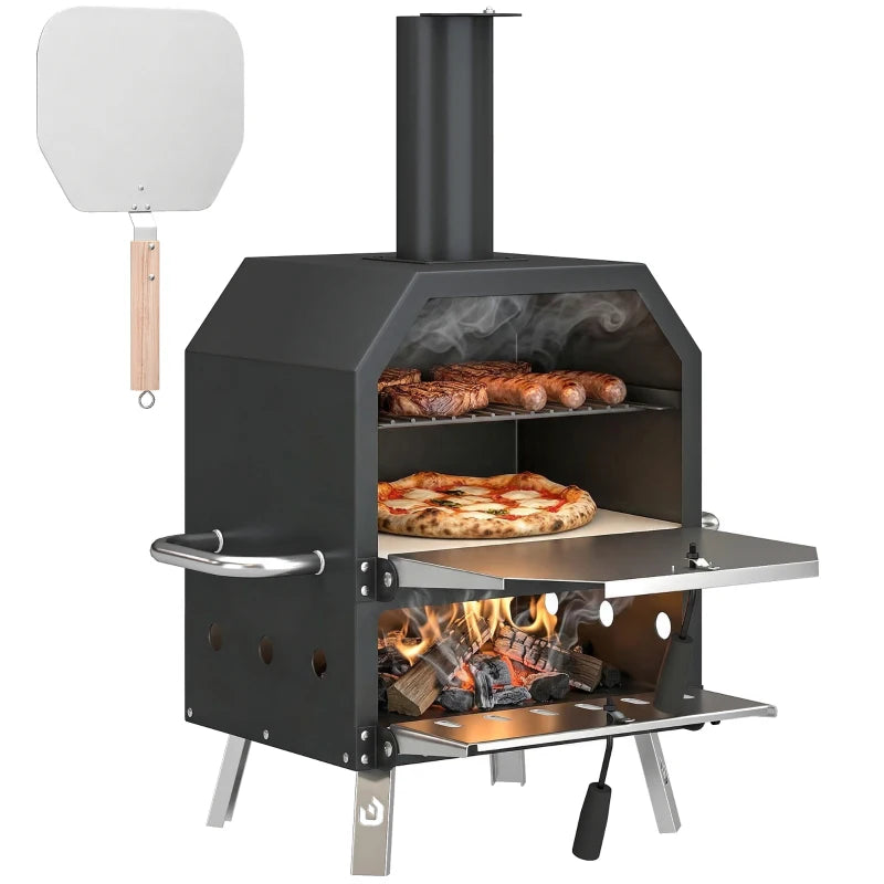 Nancy's Seggiano Houtgestookte Pizzaoven - Grillrooster - Instelbare warmteregeling - Complete pizzaovenset - Zwart