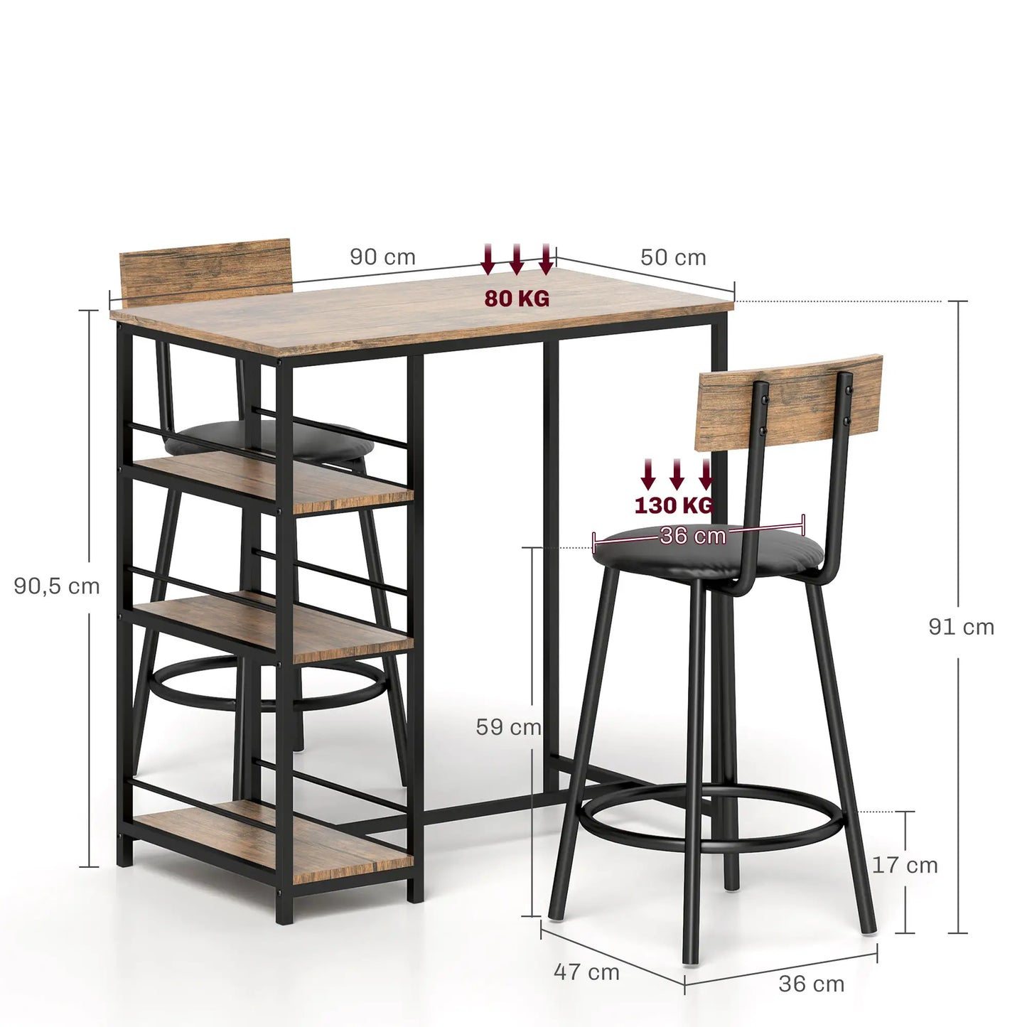 Nancy's Capurso Bartafel Set - 3-Delige Bar Set - Eiken