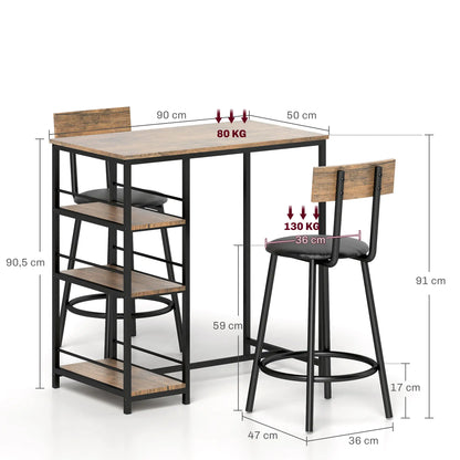 Nancy's Capurso Bartafel Set - 3-Delige Bar Set - Eiken