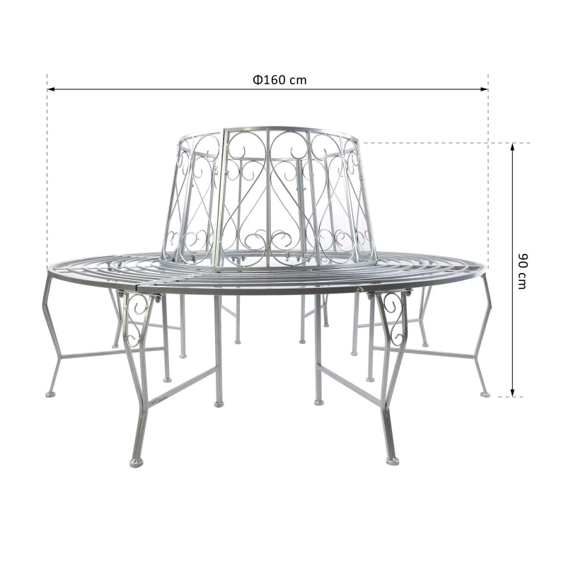 Banc de jardin rond Rumato de Nancy - Siège de jardin - Mobilier de jardin - Banc rond - Acier - Argent