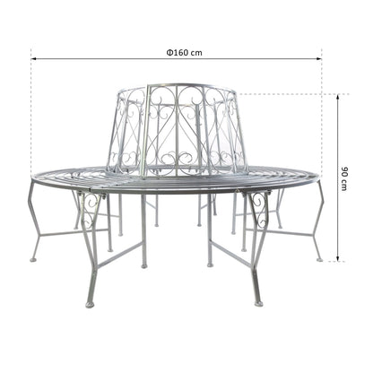 Nancy's Rumato Ronde Tuinbank - Tuinzitje - Tuinmeubel - Ronde Bank - Staal - Zilver