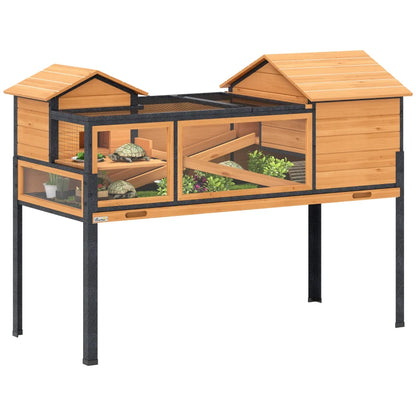 Nancy's Penzale Dierenverblijf - Schilpaddenhuis - Schilpaddenren - Dennenhout - ± 130 x 65 x 95 cm