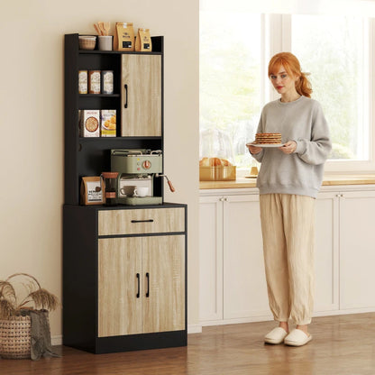 Nancy's Orbetello Keukenkast - Buffetkast - Opbergkast - Hout / Zwart - 60 x 40 x 180 cm