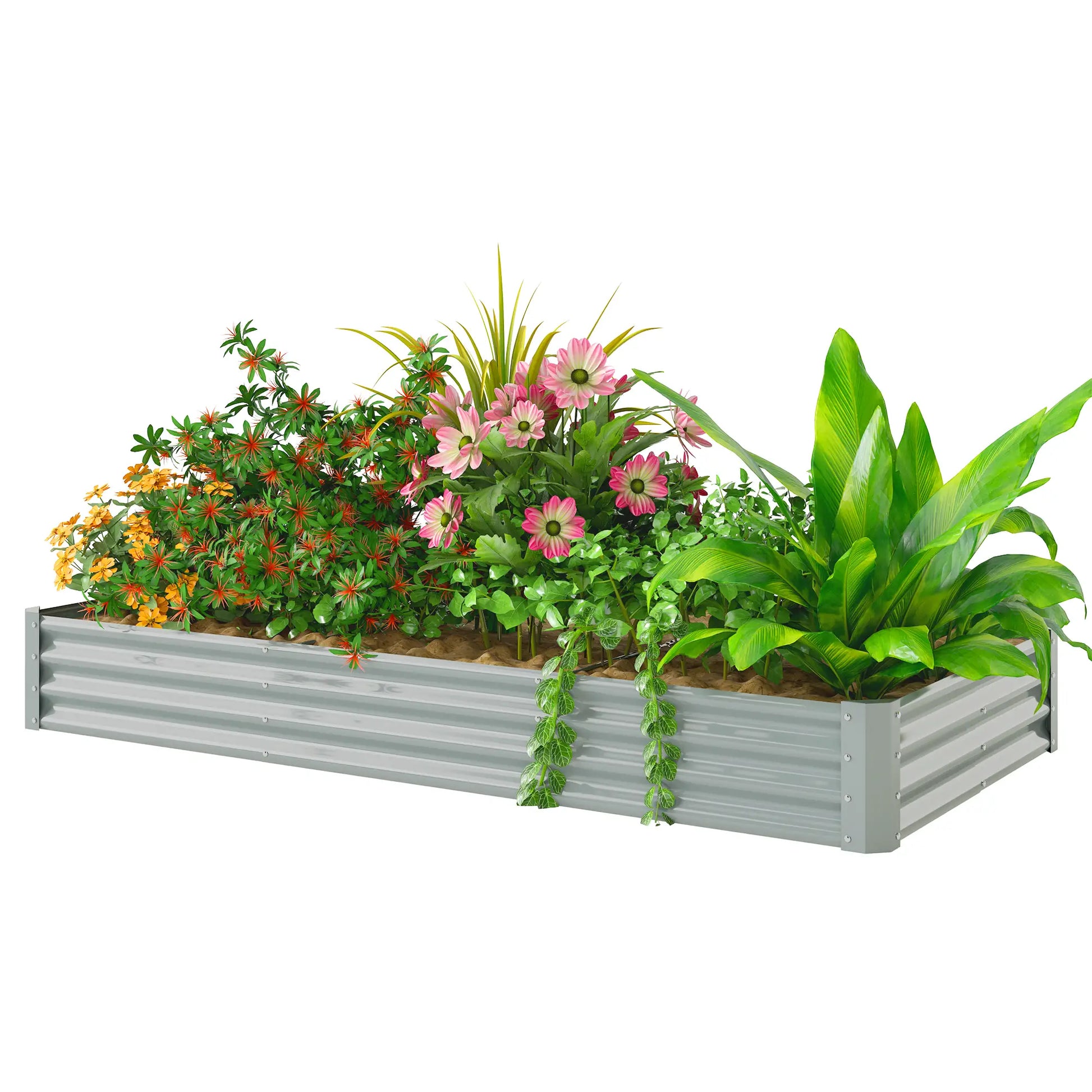 Nancy's Fontecchio Plantenbak - Bloembak - Bloembed - Tuinbed - Zilver - Staal - 240 x 120 x 30 cm