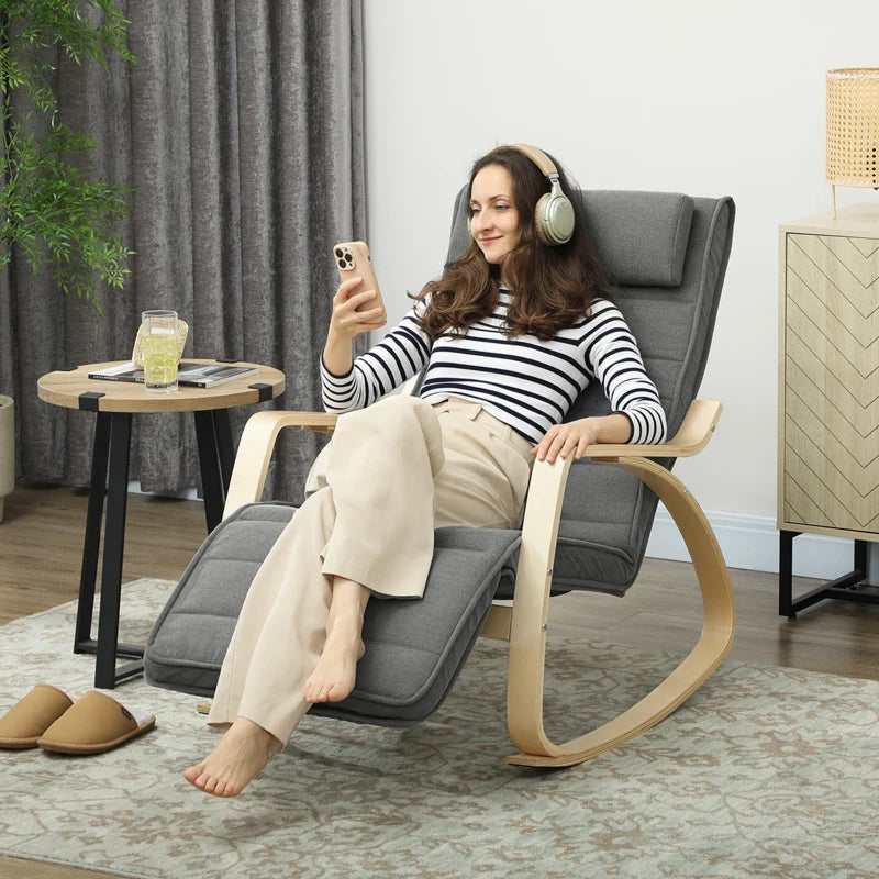 Nancy's Minucciano Massagestoel - Relaxfauteuil - Relaxstoel - Schommelstoel - Grijs / Hout